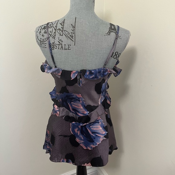 Rebecca Taylor Floral Silk Camisole with Ruffle Details, Size 4 - Picture 4 of 14